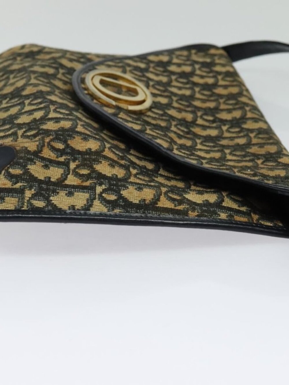 Christian Dior Trotter Canvas Shoulder Bag Navy Gold Auth yk18204 - Picture 5 of 16